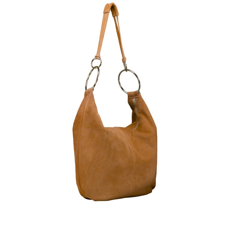 Beuteltasche Velours mit Goldfittings, Farbe: blau/petrol, cognac, taupe/khaki, grün/oliv, beige, Marke: Hausfelder Manufaktur, Abmessungen in cm: 46x35.5x6, Bild 2 von 6