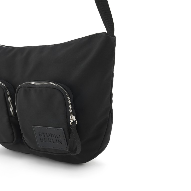 Beuteltasche Tegel, Farbe: schwarz, grün/oliv, beige, Marke: Studio Berlin, Abmessungen in cm: 25x27.5x4.5, Bild 5 von 5