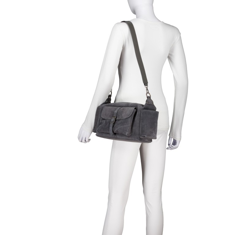 Beuteltasche Velours Utility Bag, Farbe: grau, braun, taupe/khaki, grün/oliv, Marke: Hausfelder Manufaktur, Abmessungen in cm: 36x19x15, Bild 6 von 7