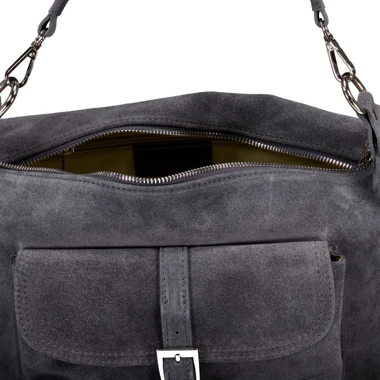 Beuteltasche Velours Utility Bag, Farbe: grau, braun, taupe/khaki, grün/oliv, Marke: Hausfelder Manufaktur, Abmessungen in cm: 36x19x15, Bild 7 von 7
