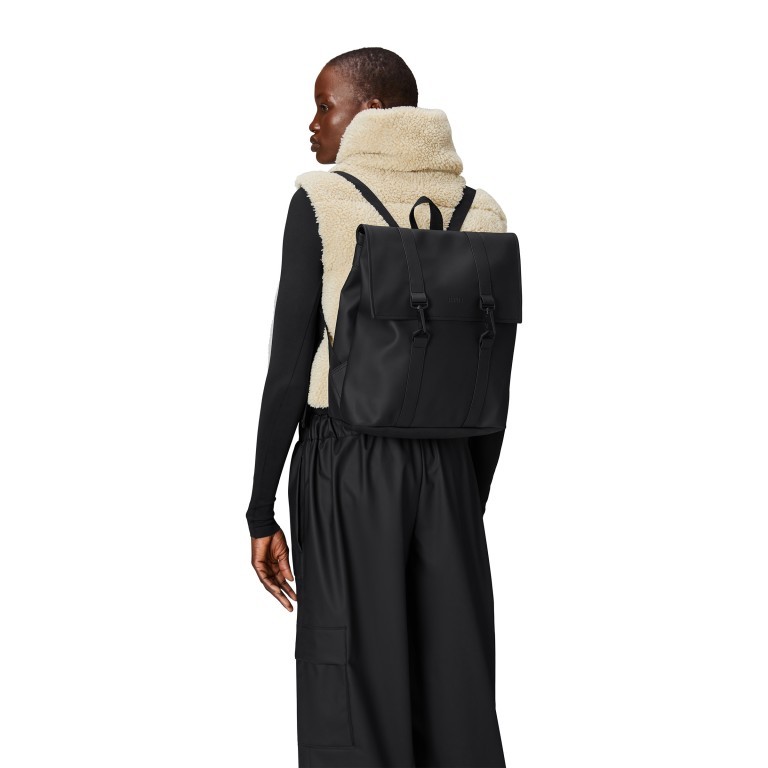 Rucksack MSN Bag Mini Black, Farbe: schwarz, Marke: Rains, EAN: 5711747561031, Abmessungen in cm: 31x34x12, Bild 4 von 4