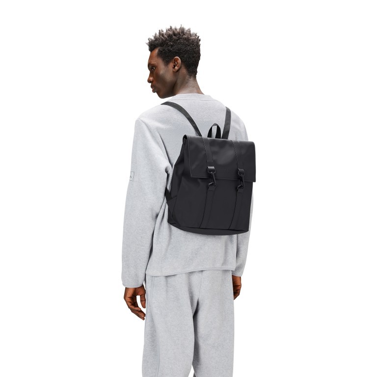 Rucksack MSN Bag Mini Black, Farbe: schwarz, Marke: Rains, EAN: 5711747561031, Abmessungen in cm: 31x34x12, Bild 3 von 4