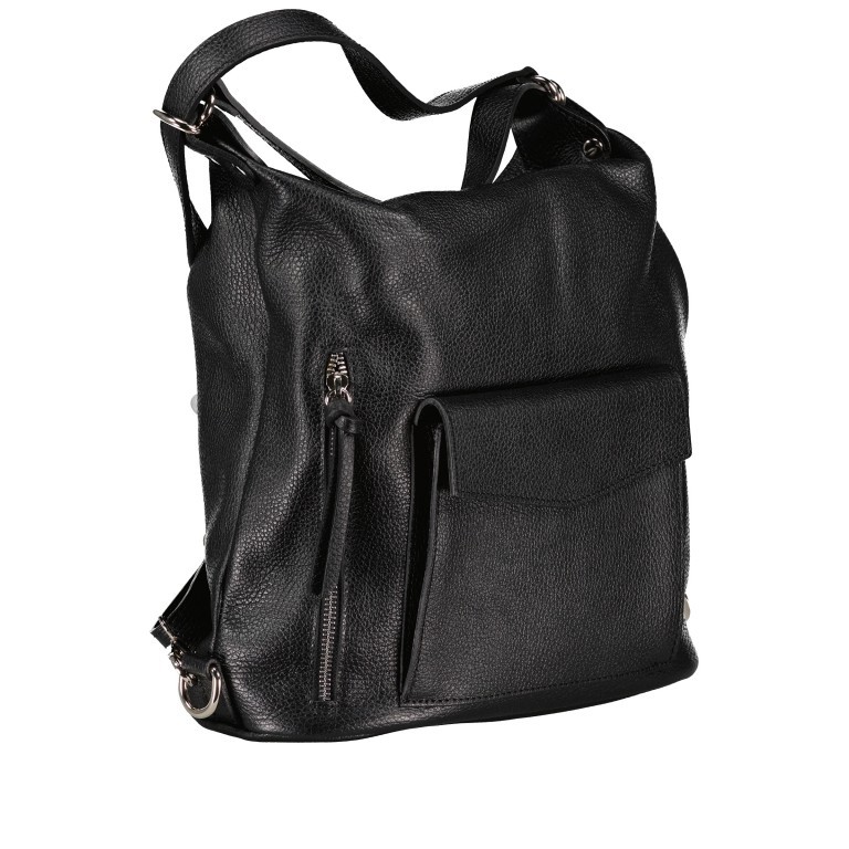 Rucksack / Beuteltasche, Farbe: schwarz, blau/petrol, taupe/khaki, beige, Marke: Hausfelder Manufaktur, Abmessungen in cm: 30.5x28.5x13.5, Bild 2 von 6