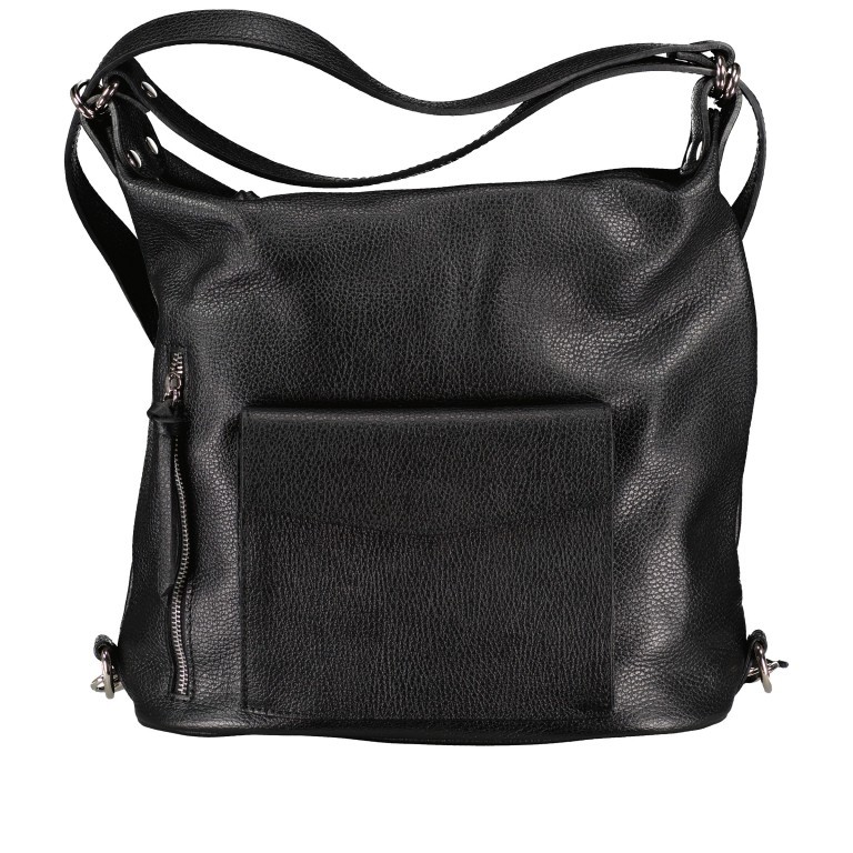 Rucksack / Beuteltasche, Farbe: schwarz, blau/petrol, taupe/khaki, beige, Marke: Hausfelder Manufaktur, Abmessungen in cm: 30.5x28.5x13.5, Bild 1 von 6