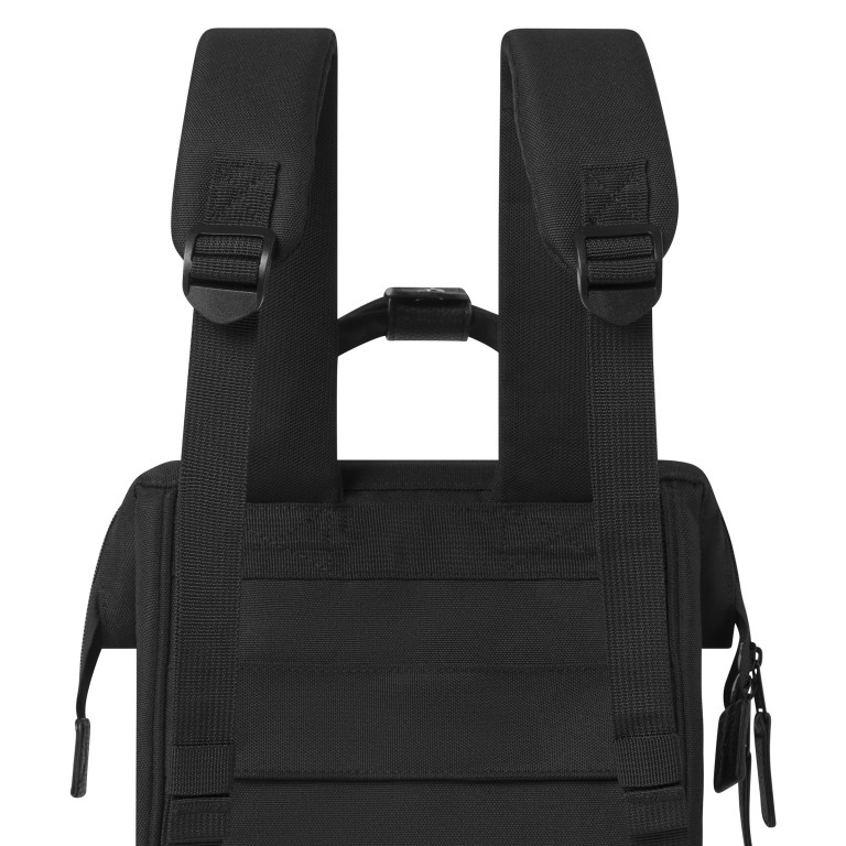 Rucksack Adventurer Small mit zwei auswechselbaren Vortaschen, Farbe: schwarz, grün/oliv, gelb, beige, Marke: Cabaia, Abmessungen in cm: 23x32x13, Bild 9 von 10