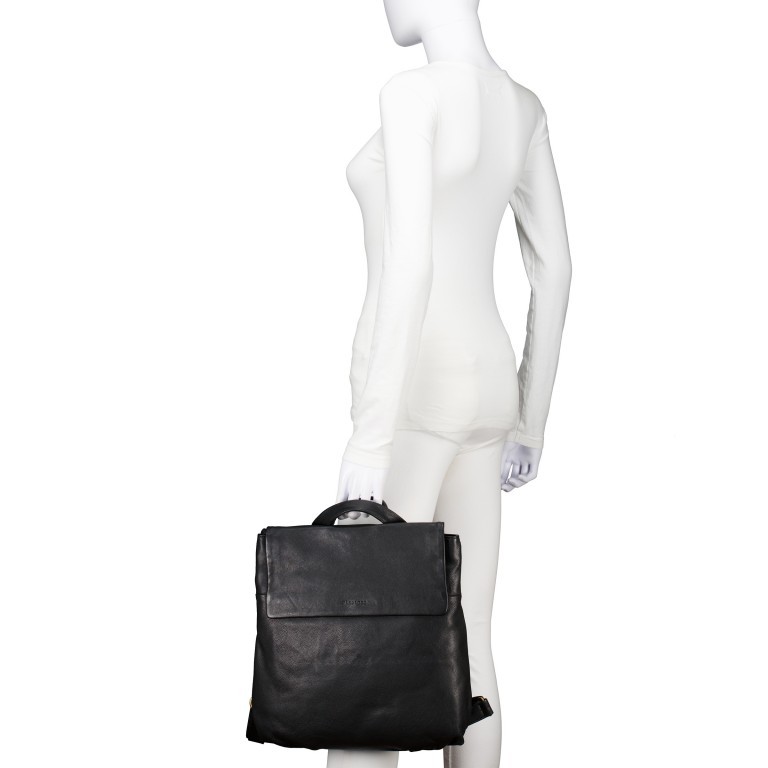 Rucksack / Umhängetasche Finja, Farbe: schwarz, cognac, Marke: Flanigan, Abmessungen in cm: 32x32x6.5, Bild 4 von 9