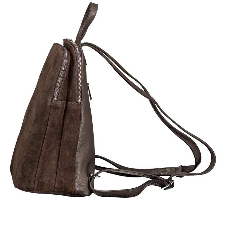 Rucksack Velours, Farbe: braun, taupe/khaki, grün/oliv, Marke: Hausfelder Manufaktur, Abmessungen in cm: 26x29x15, Bild 3 von 7