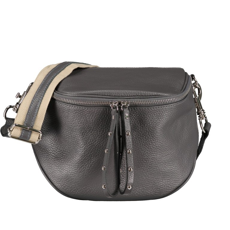 Gürteltasche Silberbeschlag, Farbe: schwarz, anthrazit, grau, blau/petrol, taupe/khaki, grün/oliv, flieder/lila, rosa/pink, orange, weiß, metallic, Marke: Hausfelder Manufaktur, Abmessungen in cm: 22x19x9, Bild 1 von 6