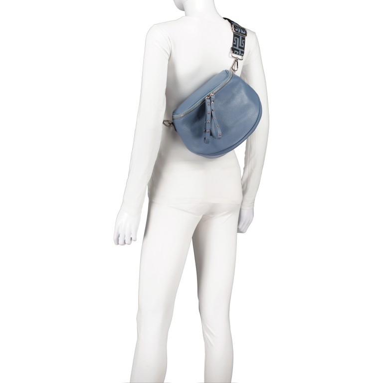 Gürteltasche Silberbeschlag Schwarz, Farbe: schwarz, Marke: Hausfelder Manufaktur, EAN: 4065646013643, Abmessungen in cm: 22x19x9, Bild 5 von 6