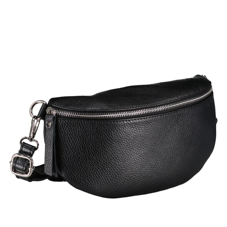 Gürteltasche Silberbeschlag Schwarz, Farbe: schwarz, Marke: Hausfelder Manufaktur, EAN: 4065646016743, Abmessungen in cm: 27x15x8, Bild 2 von 5