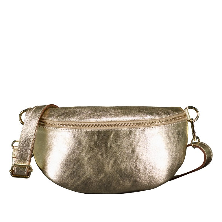 Gürteltasche / Umhängetasche Laminato mit Goldfittings, Farbe: metallic, Marke: Hausfelder Manufaktur, Abmessungen in cm: 24x14x8, Bild 1 von 6