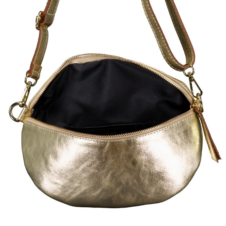 Gürteltasche / Umhängetasche Laminato mit Goldfittings, Farbe: metallic, Marke: Hausfelder Manufaktur, Abmessungen in cm: 24x14x8, Bild 6 von 6