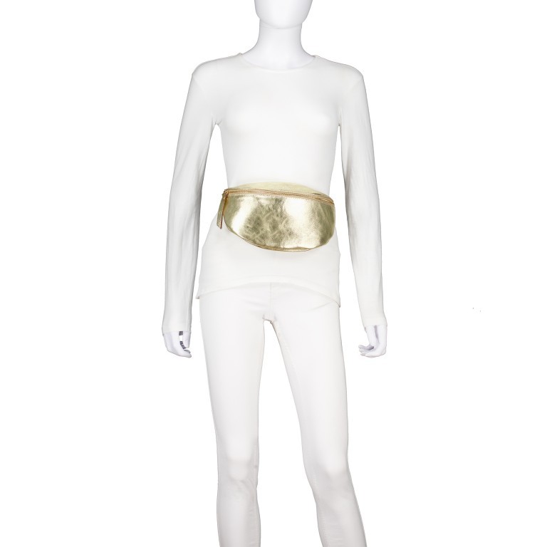 Gürteltasche / Umhängetasche Laminato mit Goldfittings, Farbe: metallic, Marke: Hausfelder Manufaktur, Abmessungen in cm: 24x14x8, Bild 4 von 6