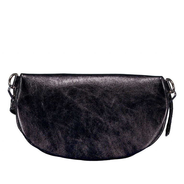 Gürteltasche / Umhängetasche Laminato mit Silberfittings, Farbe: schwarz, anthrazit, metallic, Marke: Hausfelder Manufaktur, Abmessungen in cm: 24x14x8, Bild 3 von 6