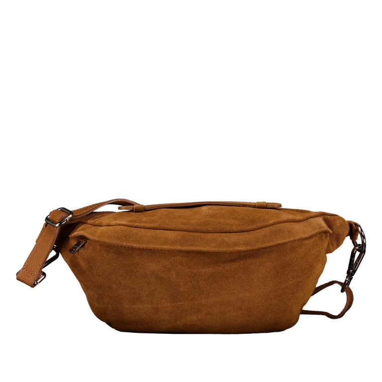 Gürteltasche / Umhängetasche Velours mit Silberfittings, Farbe: braun, beige, Marke: Hausfelder Manufaktur, Abmessungen in cm: 37x17x12, Bild 1 von 7