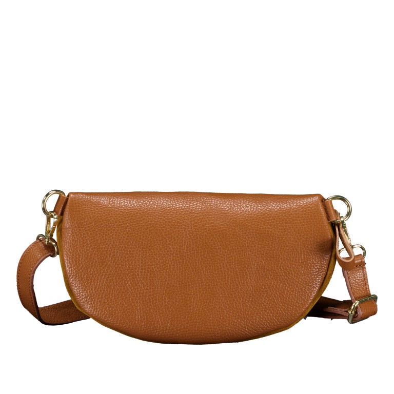 Gürteltasche Velours mit Goldfittings, Farbe: braun, beige, Marke: Hausfelder Manufaktur, Abmessungen in cm: 24x14x8, Bild 3 von 6