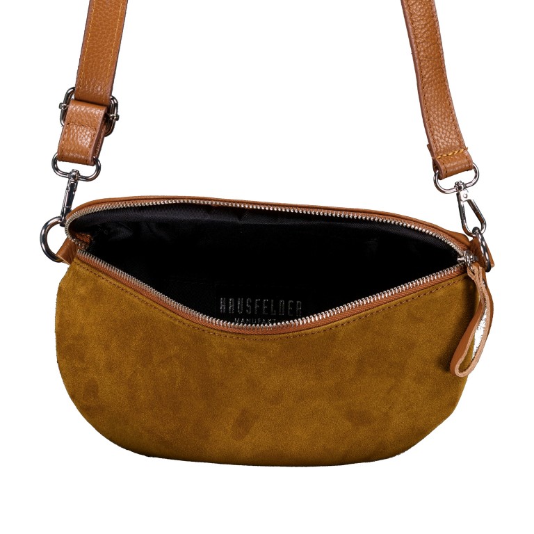 Gürteltasche Velours mit Silberfittings, Farbe: grau, braun, taupe/khaki, grün/oliv, beige, Marke: Hausfelder Manufaktur, Abmessungen in cm: 24x14x8, Bild 6 von 6