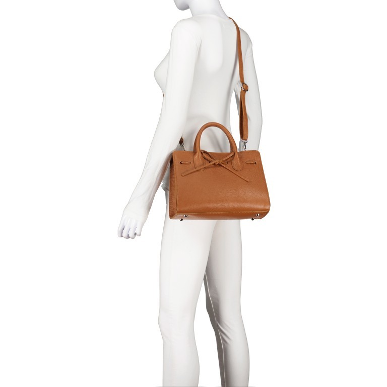 Handtasche Dollaro Cognac, Farbe: cognac, Marke: Hausfelder Manufaktur, EAN: 4065646003446, Abmessungen in cm: 28.5x21x12, Bild 6 von 7