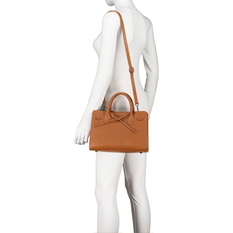 Handtasche Dollaro Cognac, Farbe: cognac, Marke: Hausfelder Manufaktur, EAN: 4065646003446, Abmessungen in cm: 28.5x21x12, Bild 5 von 7