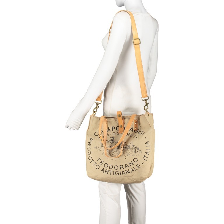 Shopper Canvas X009 Beige Stampa Sughero, Farbe: beige, Marke: Campomaggi, EAN: 8054302726092, Abmessungen in cm: 33x32x16, Bild 5 von 9