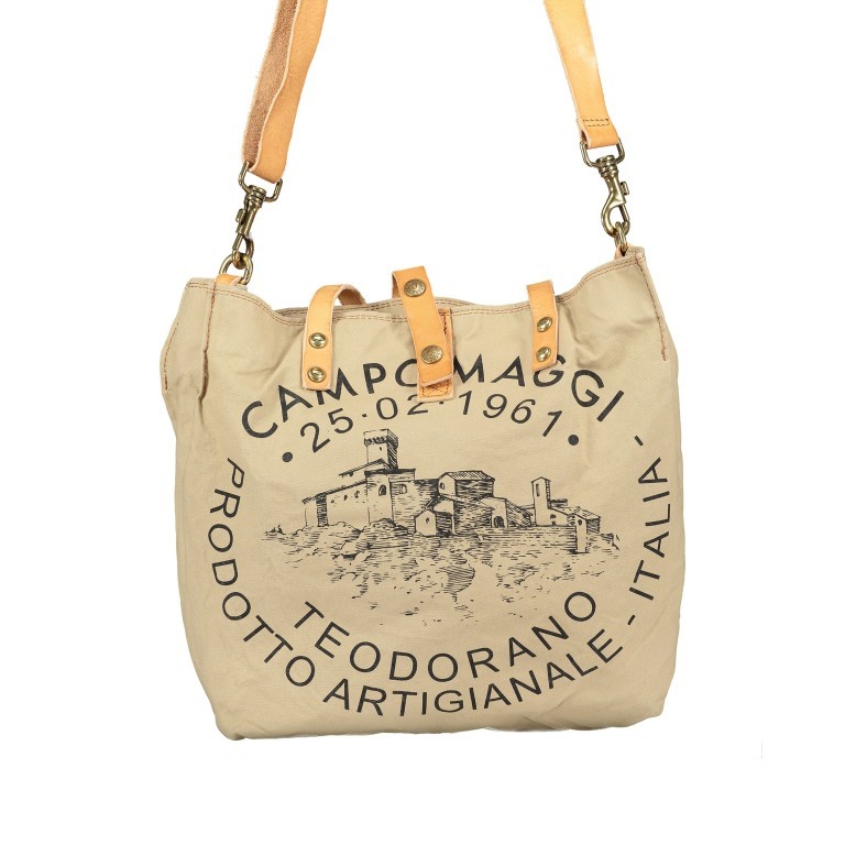 Shopper Canvas X009 Beige Stampa Sughero, Farbe: beige, Marke: Campomaggi, EAN: 8054302726092, Abmessungen in cm: 33x32x16, Bild 9 von 9