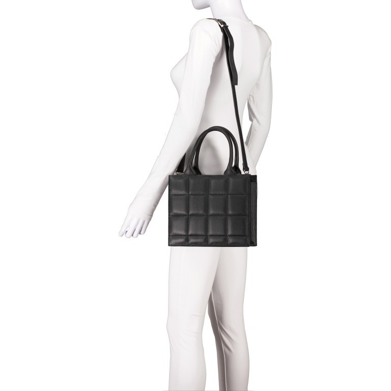 Handtasche Schwarz, Farbe: schwarz, Marke: Hausfelder Manufaktur, EAN: 4065646006386, Abmessungen in cm: 25x21x9, Bild 5 von 7