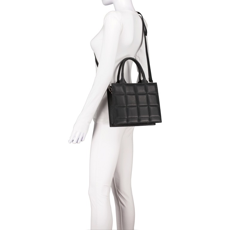 Handtasche Schwarz, Farbe: schwarz, Marke: Hausfelder Manufaktur, EAN: 4065646006386, Abmessungen in cm: 25x21x9, Bild 6 von 7
