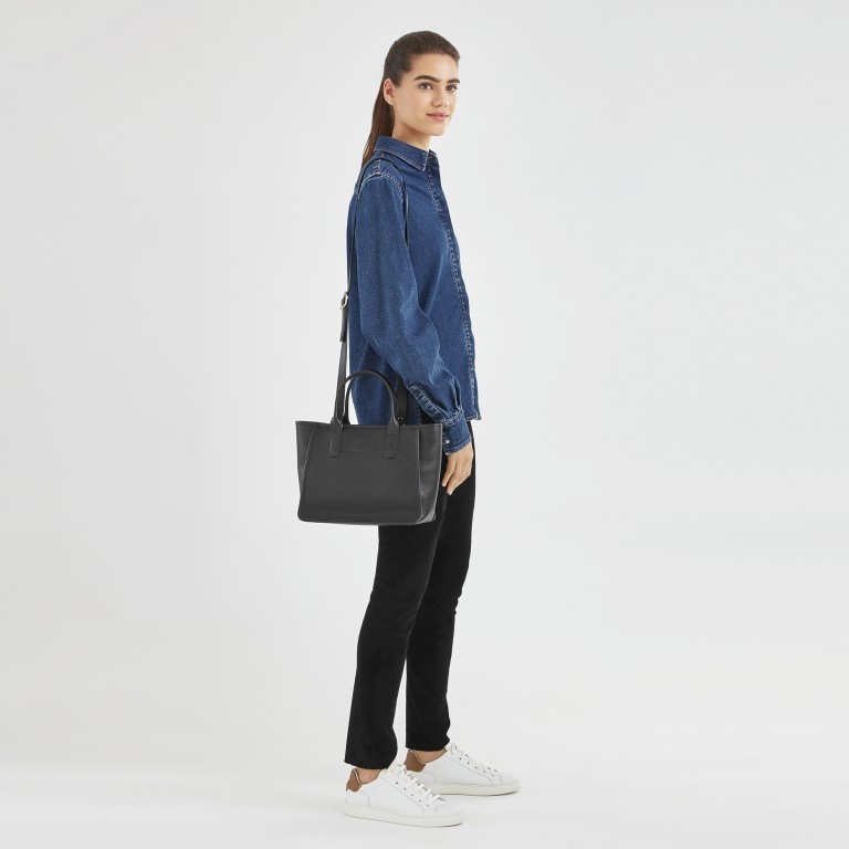 Handtasche Le Foulonné Schwarz, Farbe: schwarz, Marke: Longchamp, EAN: 3597922154722, Abmessungen in cm: 27x22x14, Bild 4 von 5