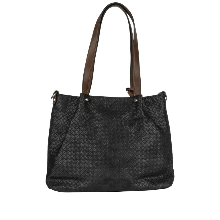 Shopper Bag in Bag, Farbe: schwarz, blau/petrol, taupe/khaki, Marke: Flanigan, Abmessungen in cm: 29x26x8.5, Bild 3 von 10