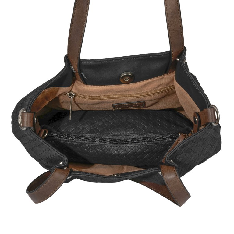 Shopper Bag in Bag, Farbe: schwarz, blau/petrol, taupe/khaki, Marke: Flanigan, Abmessungen in cm: 29x26x8.5, Bild 9 von 10