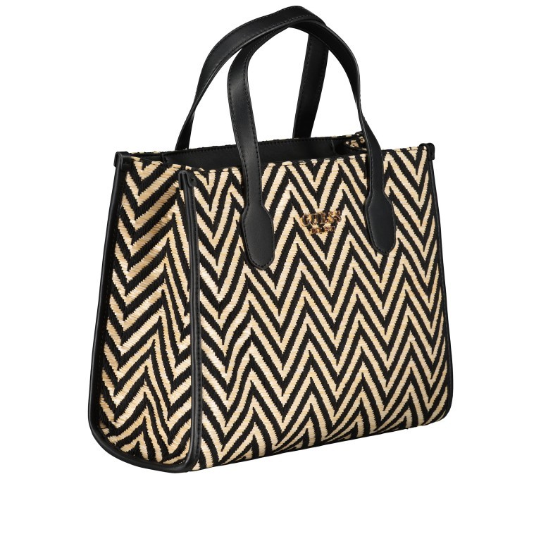 Handtasche Silvana, Farbe: schwarz, weiß, Marke: Guess, Abmessungen in cm: 33.5x25.5x12.5, Bild 2 von 7