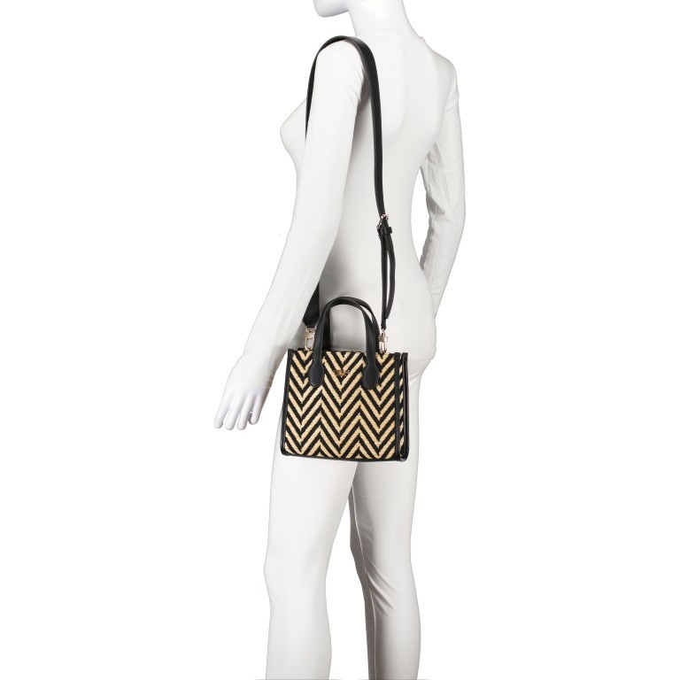 Handtasche Silvana Mini, Farbe: schwarz, weiß, Marke: Guess, Abmessungen in cm: 20.5x18.5x9, Bild 5 von 7