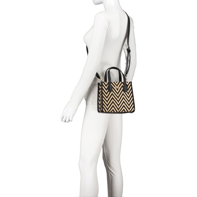 Handtasche Silvana Mini, Farbe: schwarz, weiß, Marke: Guess, Abmessungen in cm: 20.5x18.5x9, Bild 6 von 7