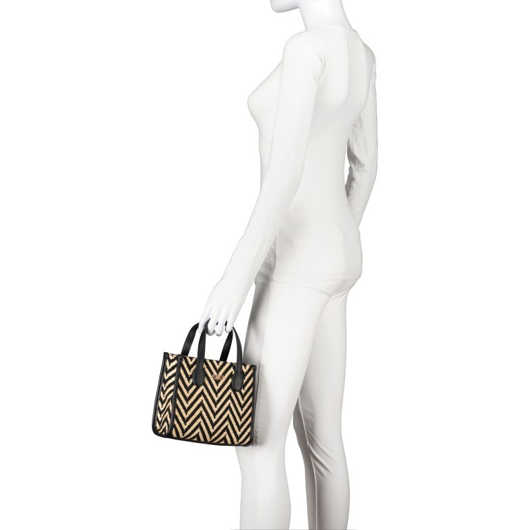 Handtasche Silvana Mini, Farbe: schwarz, weiß, Marke: Guess, Abmessungen in cm: 20.5x18.5x9, Bild 4 von 7