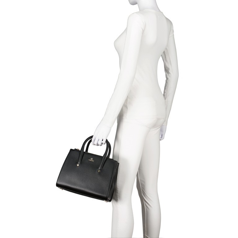 Handtasche Ivy M, Farbe: schwarz, beige, Marke: AIGNER, Abmessungen in cm: 27x21x12, Bild 3 von 5