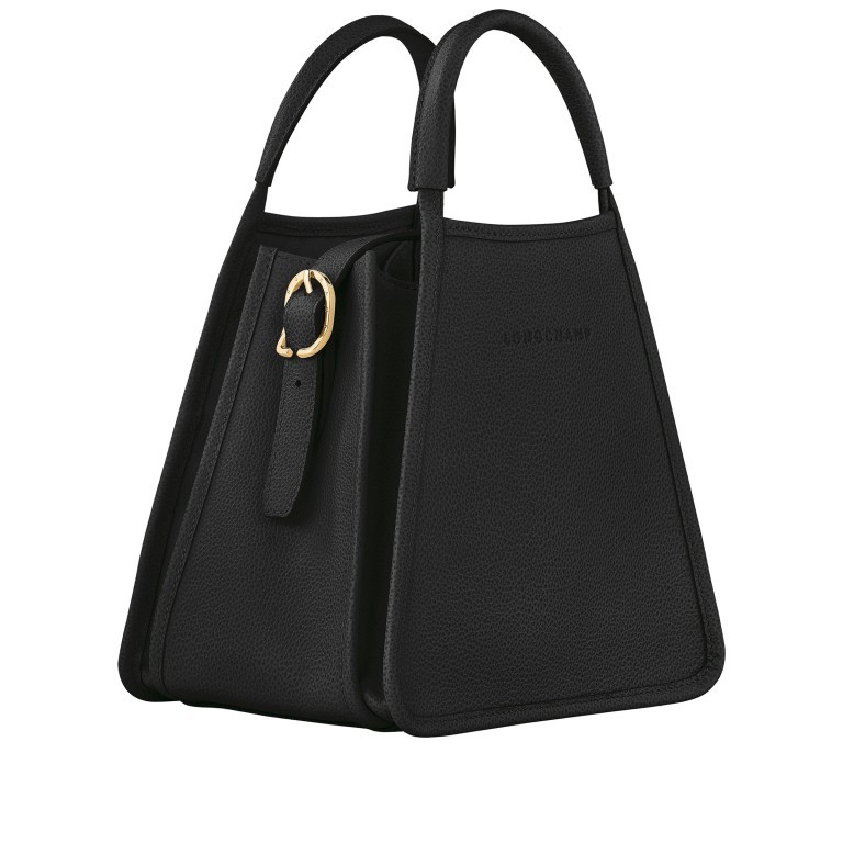 Handtasche Le Foulonné 021-10233 variabel in der Form, Farbe: schwarz, taupe/khaki, beige, Marke: Longchamp, Abmessungen in cm: 22.5x22x17, Bild 2 von 7