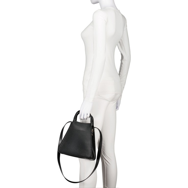 Handtasche Le Foulonné 021-10233 variabel in der Form, Farbe: schwarz, taupe/khaki, beige, Marke: Longchamp, Abmessungen in cm: 22.5x22x17, Bild 4 von 7