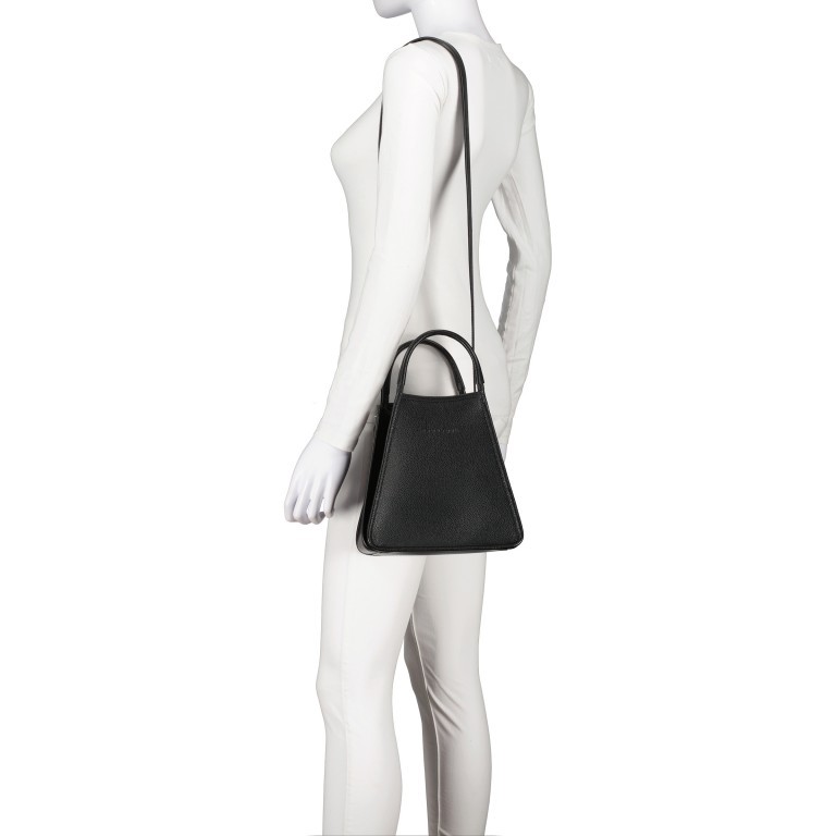 Handtasche Le Foulonné 021-10233 variabel in der Form, Farbe: schwarz, taupe/khaki, beige, Marke: Longchamp, Abmessungen in cm: 22.5x22x17, Bild 6 von 7