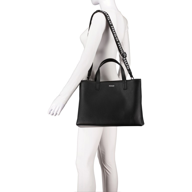 Handtasche Bel Tote Bag, Farbe: schwarz, beige, Marke: HUGO, Abmessungen in cm: 38x26.5x13, Bild 5 von 7