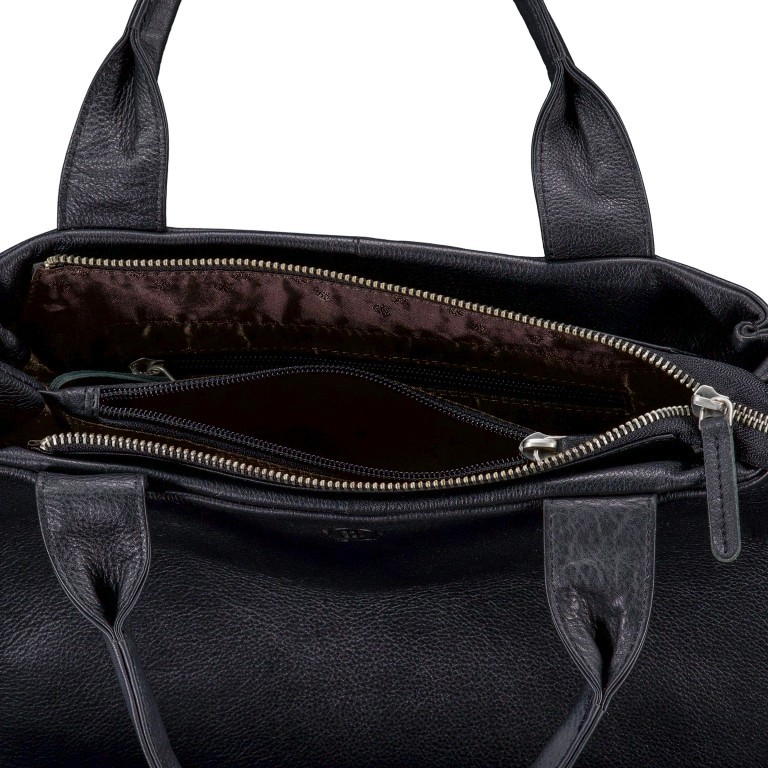 Handtasche Nappa, Farbe: schwarz, blau/petrol, Marke: Hausfelder Manufaktur, Abmessungen in cm: 28x21x12, Bild 7 von 7