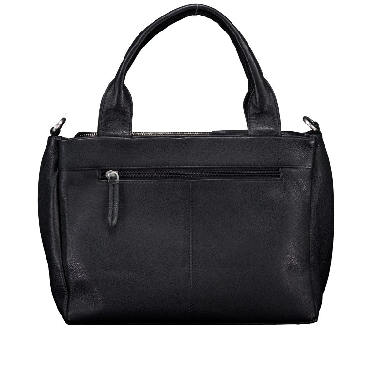 Handtasche Nappa, Farbe: schwarz, blau/petrol, Marke: Hausfelder Manufaktur, Abmessungen in cm: 28x21x12, Bild 3 von 7