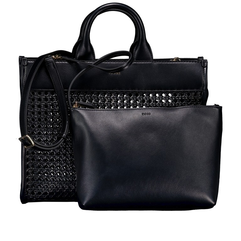 Handtasche Sandy Tote Bag, Farbe: schwarz, cognac, Marke: Boss, Abmessungen in cm: 36x28.5x15, Bild 1 von 6