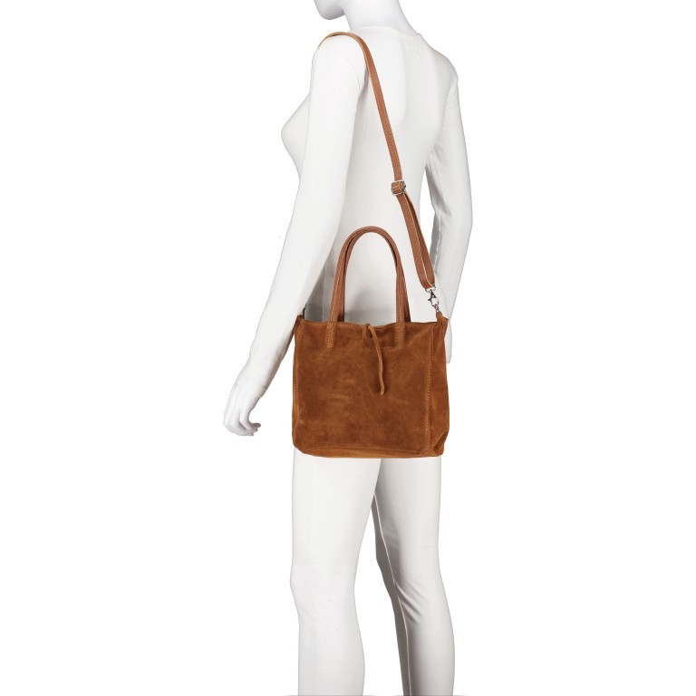 Handtasche Velours, Farbe: anthrazit, braun, taupe/khaki, grün/oliv, beige, Marke: Hausfelder Manufaktur, Abmessungen in cm: 22x22x8, Bild 6 von 8
