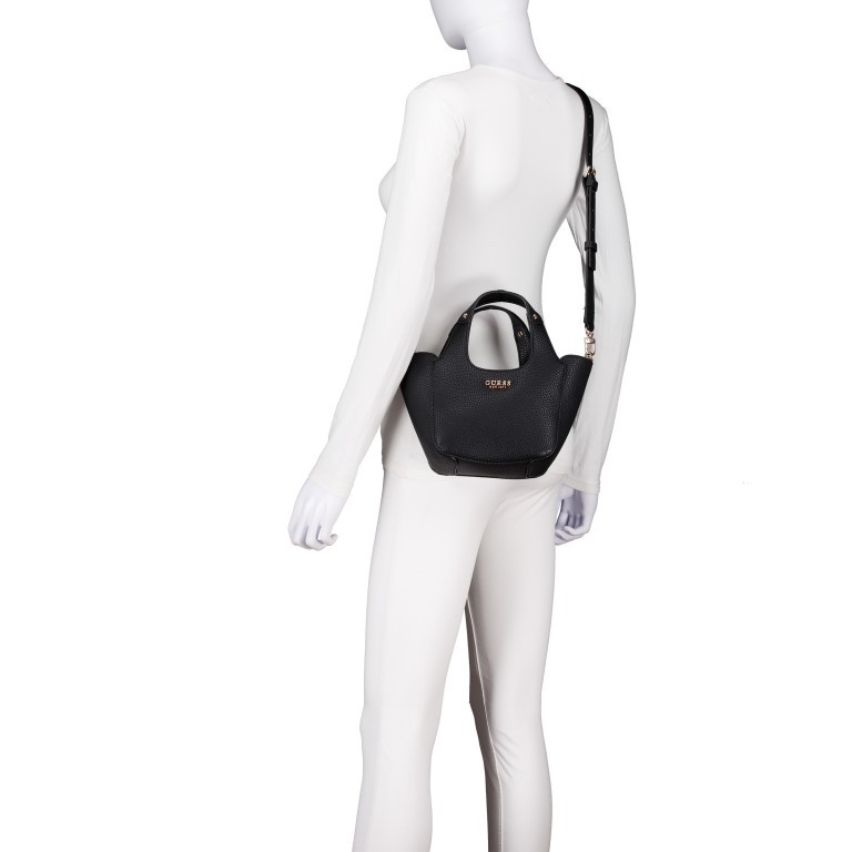 Handtasche Helina mit herausnehmbarer Tasche, Farbe: schwarz, beige, Marke: Guess, Abmessungen in cm: 16.5x16.5x8.8, Bild 8 von 9