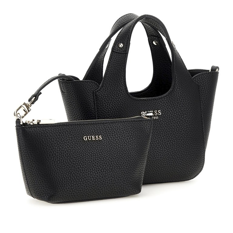 Handtasche Helina mit herausnehmbarer Tasche, Farbe: schwarz, beige, Marke: Guess, Abmessungen in cm: 16.5x16.5x8.8, Bild 2 von 9