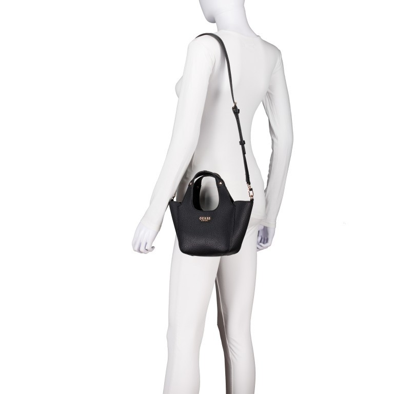 Handtasche Helina mit herausnehmbarer Tasche, Farbe: schwarz, beige, Marke: Guess, Abmessungen in cm: 16.5x16.5x8.8, Bild 7 von 9