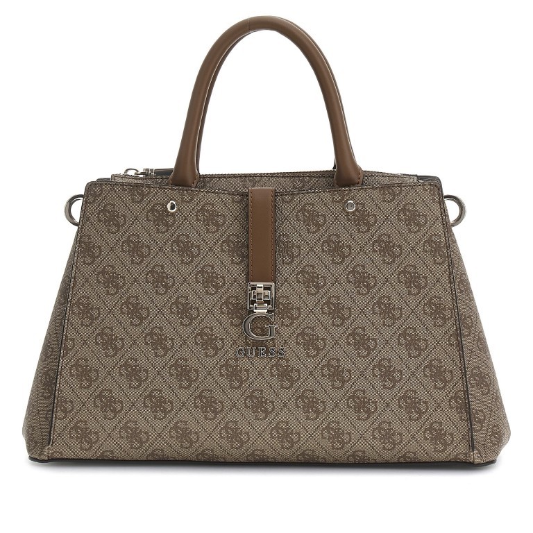 Handtasche Zamira 4G-Logo, Farbe: anthrazit, cognac, taupe/khaki, Marke: Guess, Abmessungen in cm: 34x22x11.5, Bild 1 von 7