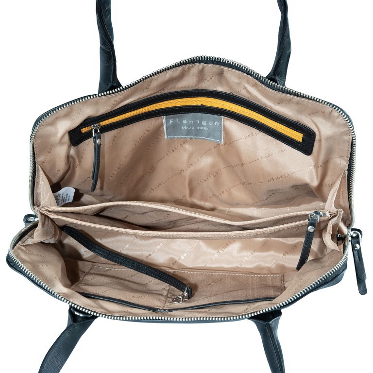 Shopper Lugano 481, Farbe: schwarz, blau/petrol, Marke: Flanigan, Abmessungen in cm: 32x20.5x10, Bild 4 von 5