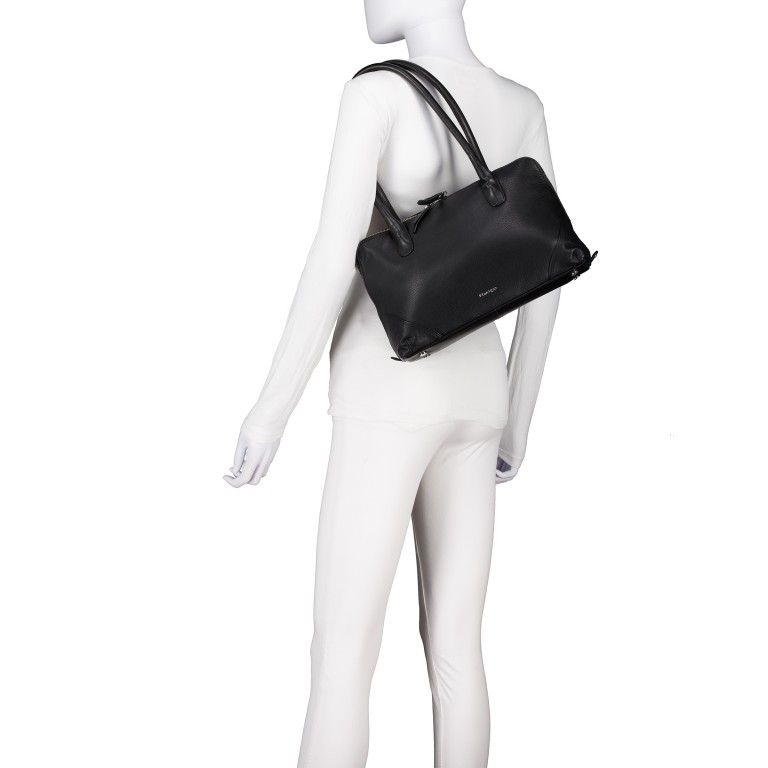 Shopper Lugano 481, Farbe: schwarz, blau/petrol, Marke: Flanigan, Abmessungen in cm: 32x20.5x10, Bild 4 von 8