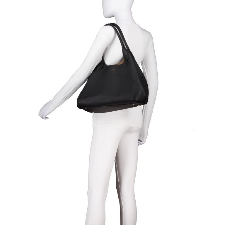 Shopper Lenah Tote Bag variabel in der Form, Farbe: schwarz, blau/petrol, braun, Marke: Boss, Abmessungen in cm: 33x27x19, Bild 5 von 6